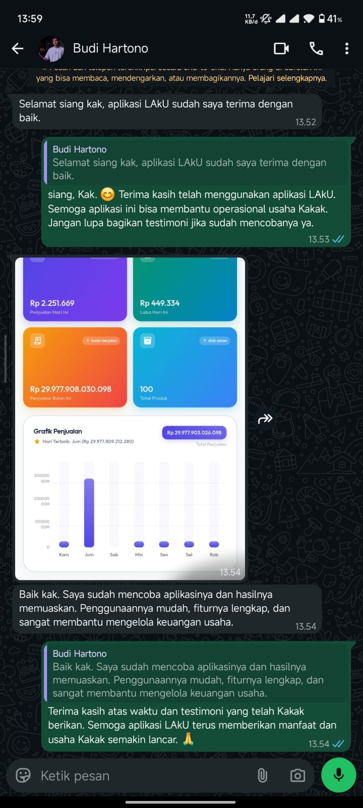 Bukti Chat & Transfer Pelanggan LAKU POS